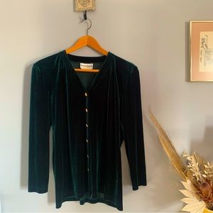 Vintage Emerald Green Button Up Shirt/Cardigan